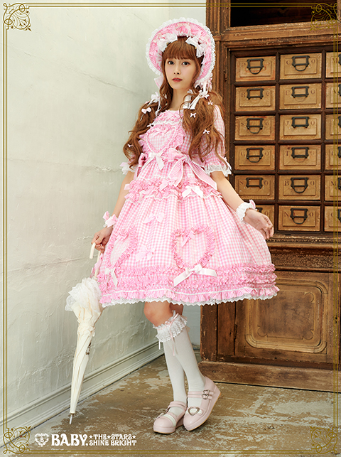 送料無料/プレゼント付♪ Sweet Gingham Dollワンピース ボンネット 黒