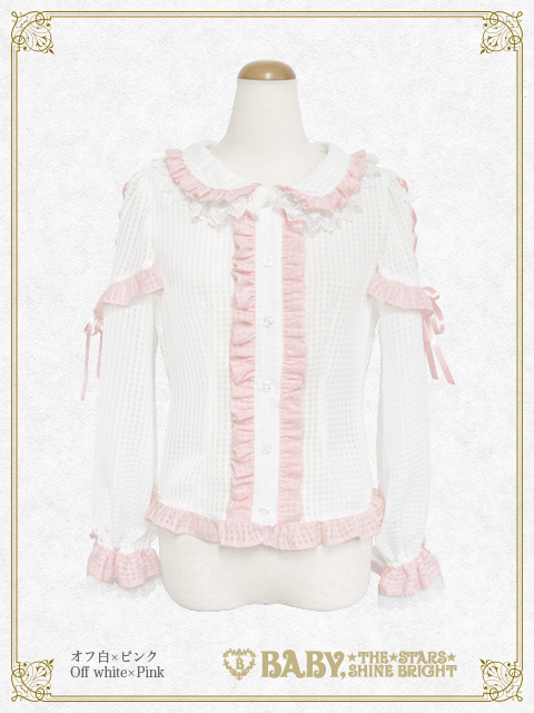 【予約】Fluffy Gingham Heart ブラウス
