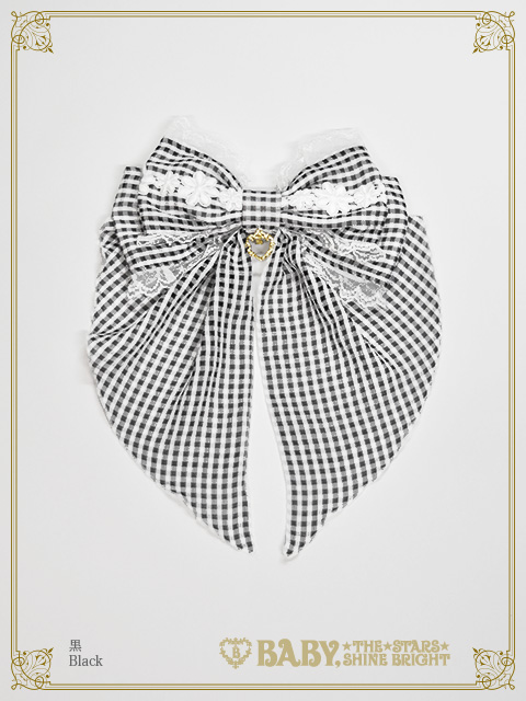 【予約】Fluffy Gingham Heart リボンバレッタ
