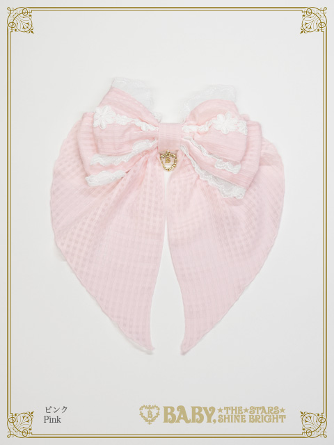 【予約】Fluffy Gingham Heart リボンバレッタ