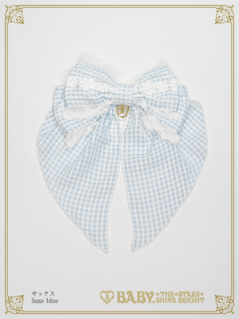 【予約】Fluffy Gingham Heart リボンバレッタ