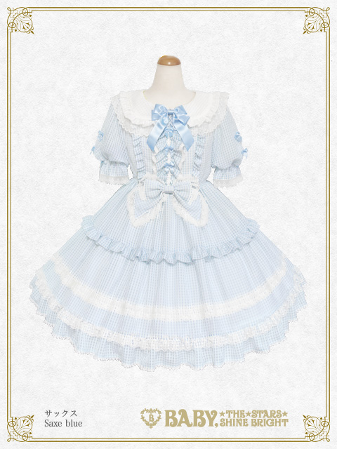 【予約】Fluffy Gingham Heart ワンピース