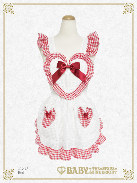 【予約】Fluffy Gingham Heart エプロン