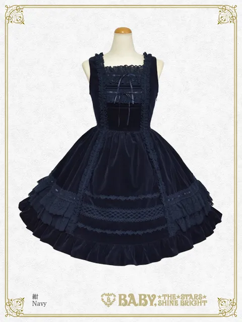 【予約】別珍レースフリルジャンパースカート