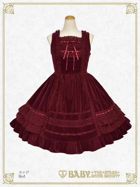 【予約】別珍レースフリルジャンパースカート