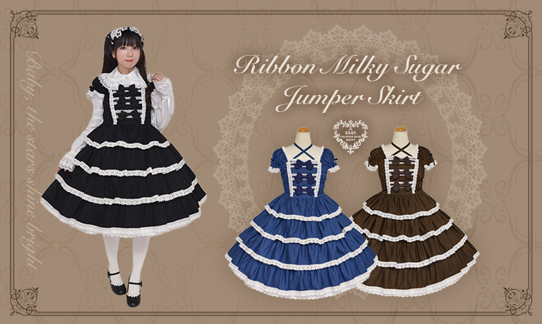 Ribbon milky sugar Jumper skirt