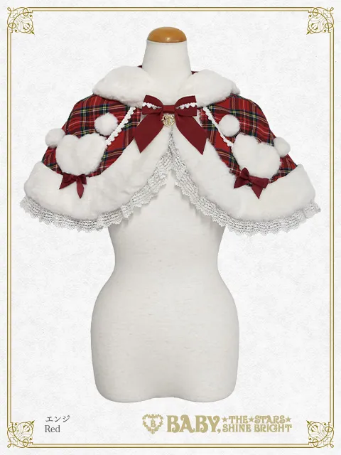 【予約】Lapin de neige タータンチェックケープ