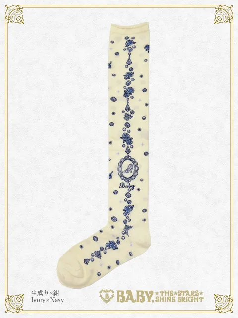 【予約】Cinderella〜きらめく魔法の舞踏会〜柄オーバーニーソックス