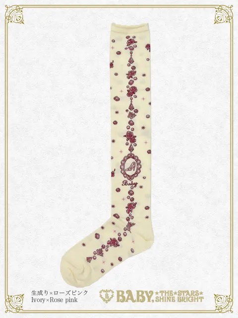 【予約】Cinderella〜きらめく魔法の舞踏会〜柄オーバーニーソックス