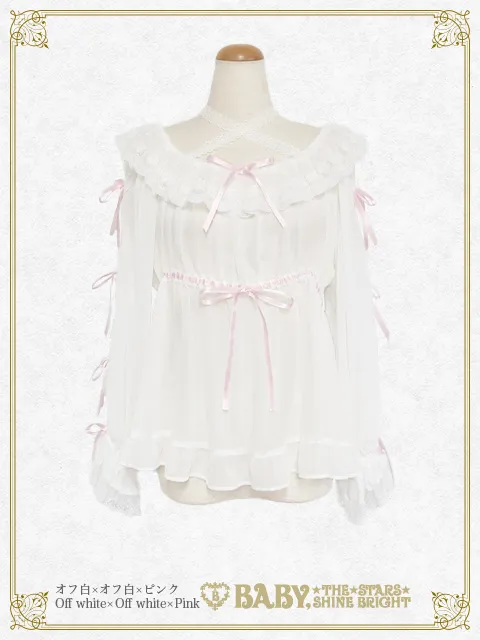 【予約】Sugar powder♡Dot Tulle ベビードールシフォンブラウス