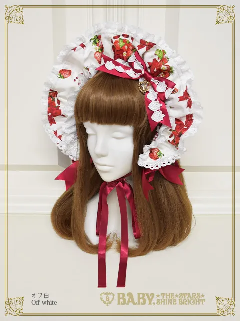 【予約】Love’s Strawberry Afternoon Tea柄 ボンネット