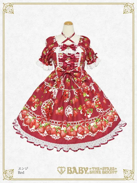 【予約】Love’s Strawberry Afternoon Tea柄 ワンピース