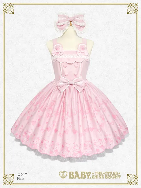 【予約】くみゃちゃんのLove Heart Embroidery ジャンパースカートⅠ&カチューシャセット